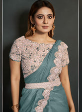 Glorious Looking Saree in Sea Green Colour